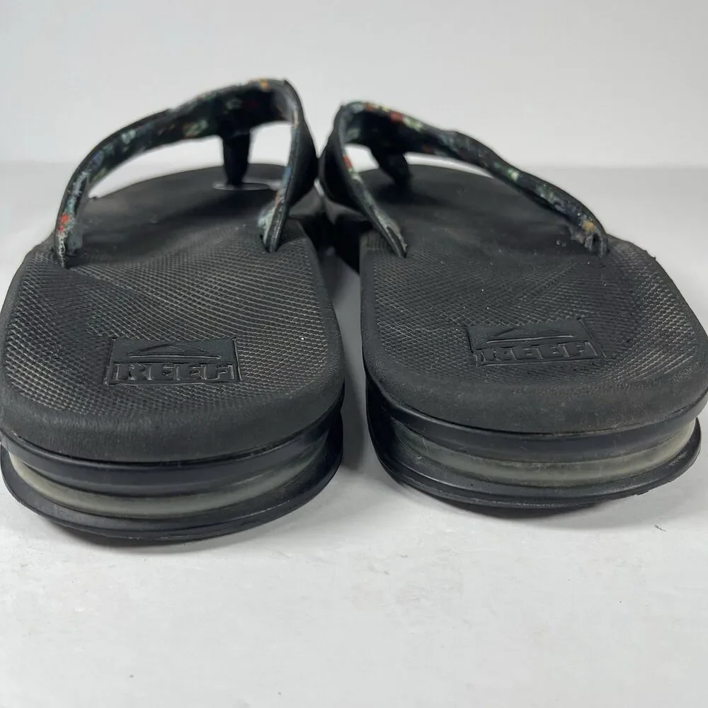 Reef Fanning Men’s Sandals Sz 12 EU 45 Black Floral Bottle Opener